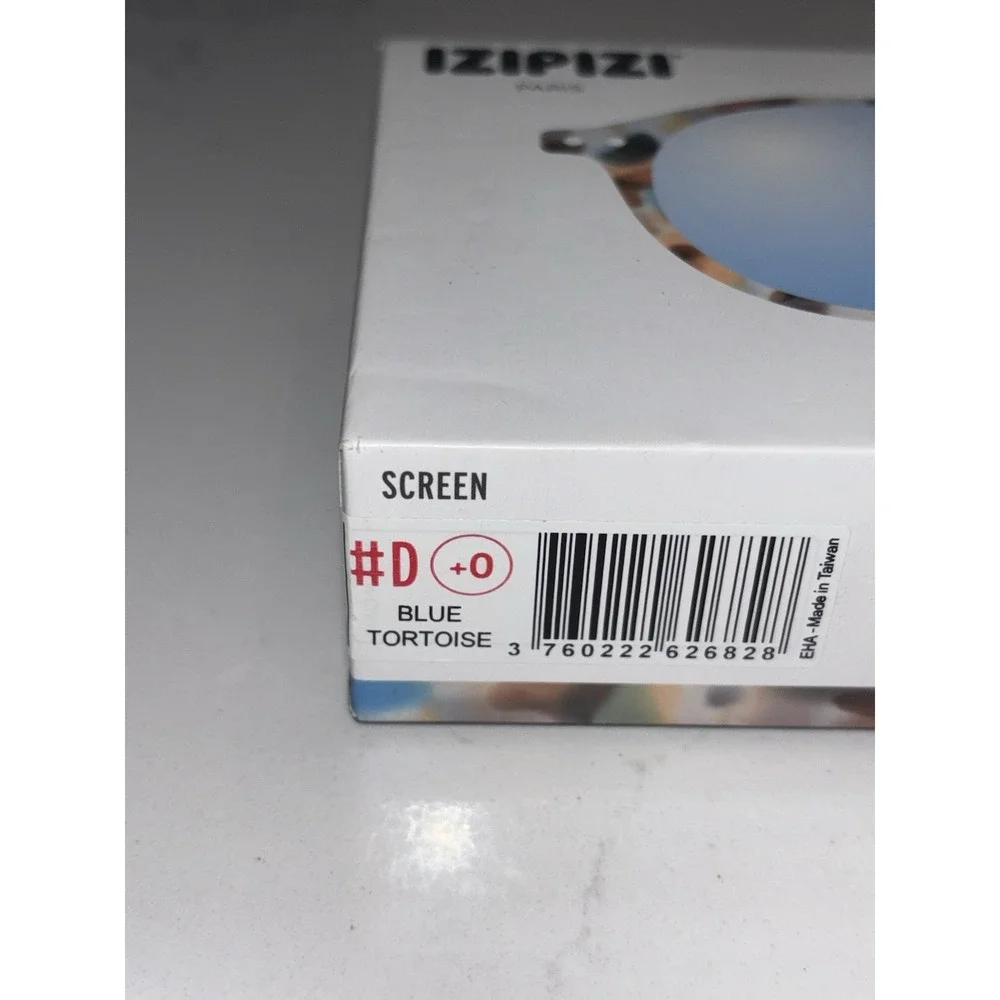 New in Box Izipizi #D Blue Tortoise Screen Glasses +0